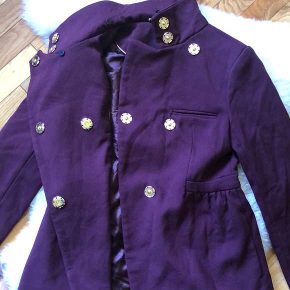 BEBE *faux fur collar missing* Cabernet peacoat-M - Picture 7 of 13